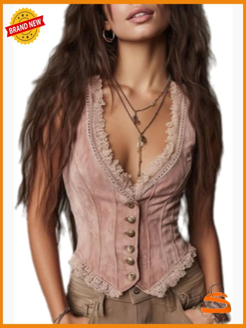 Cropped Vest Sleeveless V Neck Button Down Suit Vest Trendy